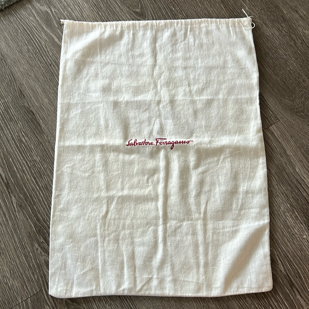 Authentic Salvatore Ferragamo White Drawstring Cotton Dust Bag - 17.5” x 23.5”